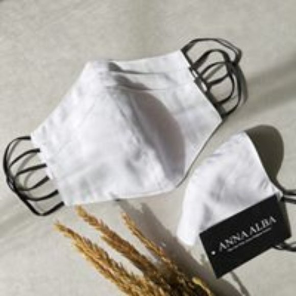 3 Pack Linen Face Masks Olive, Pink and White - Picture 6 of 6